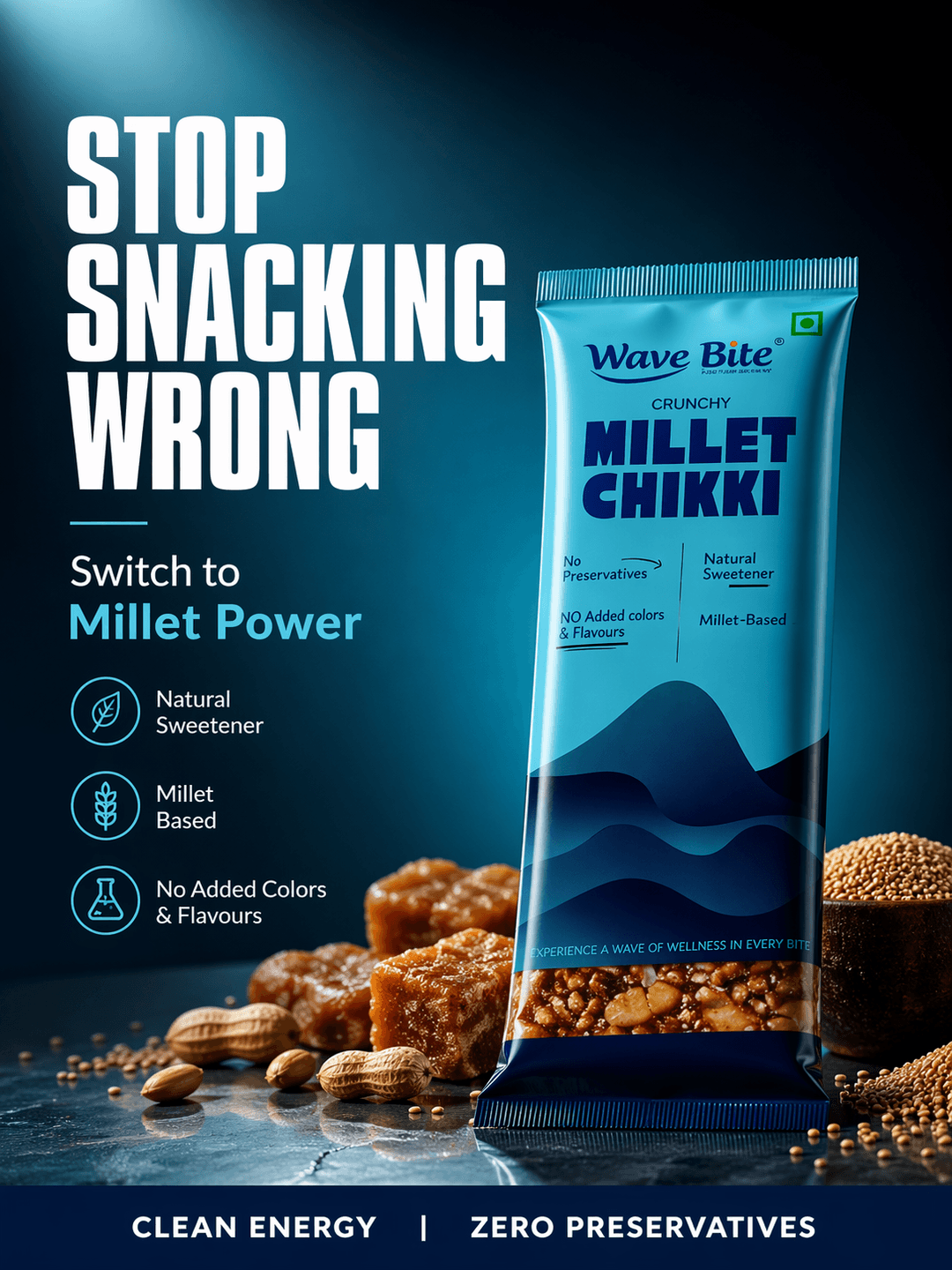 Stop Snacking Wrong - Wave Bite Millet Chikki